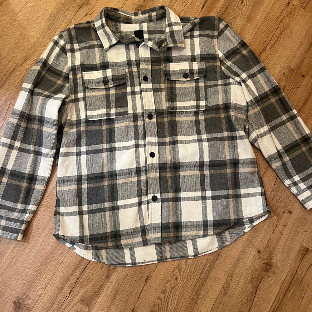 H&M Gray and White Checkered Shirt